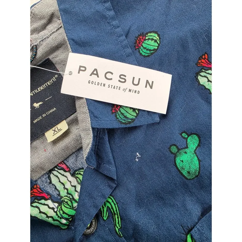 Pacsun Modern Amusement Cactus Casual Short Sleeve Button Down Size XL NWT